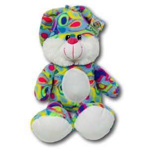 Fiesta Toys Sitting Bright Blue Green Bunny Rabbit Rainbow Colors Floppy Ears